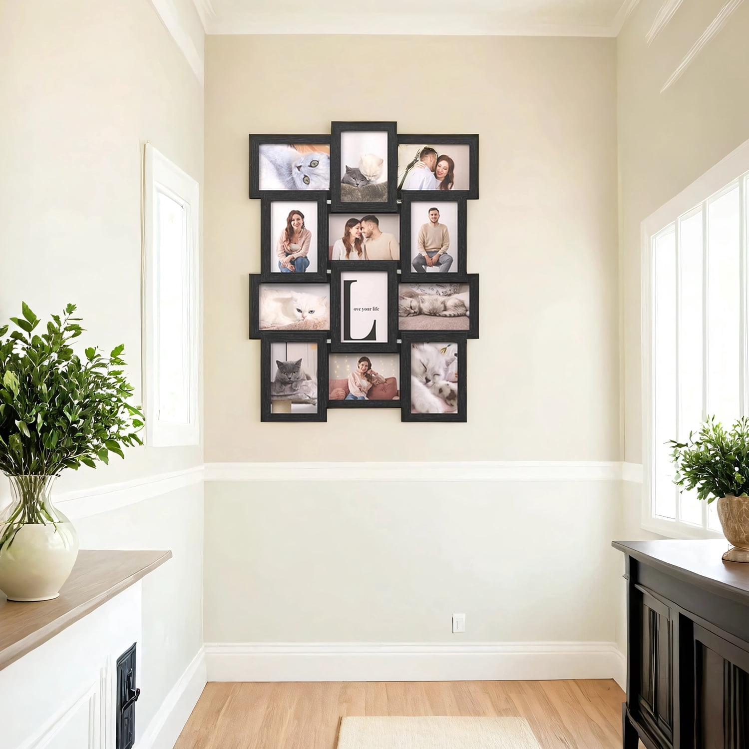 LEDREM 12-Piece Collage Picture Frame Set for Wall, 4x6 Photo Display with Hanging Kit, Easy-Assembly Gallery Wall Decor, Black
