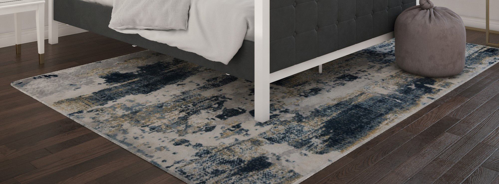 Rugs America Astor AD40D Sapphire Blue Transitional Abstract Ivory Area Rug, 5'3"x7'