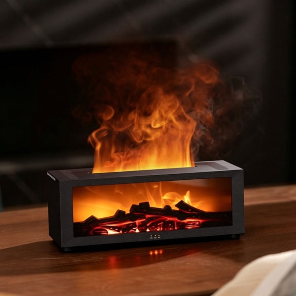 Flame Diffuser, Fireplace Essential Oil Diffuser 7 Colors Cool Mist Humidifier with Remote & Timer, Waterless Auto-Off Aromatherapy Diffuser for Home Bedroom Office