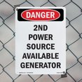thumbnail image 4 of 2nd Power Source Available Generator OSHA Danger Aluminum Sign 24 Inch x 18 Inch - 10 Pack, 4 of 8
