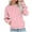 Pink, variant on fartey Womens Sweatshirts Round Neck Solid Color Top Trendy Pullover Sweatshirt Long Sleeve Casual Shirt Blouse with Pockets