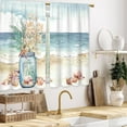 thumbnail image 4 of Summer Coastal Kitchen Curtains - Starfish Blue Sea Bathroom Window Treatment Drapes Tier Seashell Flower Botanical Cafe Small Bedroom Short French Door Curtains 27.5x39 Inch, 4 of 6