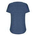 thumbnail image 5 of JGGSPWM Women's Plus Size V-Neck Solid Blouse Short Sleeve Button Decor Shoulder Plain Lovely Comfy Tops Navy XXL, 5 of 6