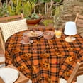 thumbnail image 4 of Halloween Round Table Cloths 60 inch Pumpkin Circular Tablecloth Orange Buffalo Plaid Circle Table Cloths for Dining Tables Decoration Ollipop Candy Fall Autumn, 4 of 6