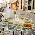 thumbnail image 3 of Blue Yellow Sunflower Elastic Fitted Round Table Cover Retro Wreath Waterproof Outdoor Tablecloth for Holiday Party, Picnic, Patio & Dining Fits Tables Up to 36"-44", 3 of 8