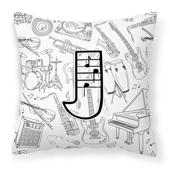 Monogram Letter Musical Note Fabric Decorative Pillow