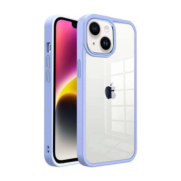 Entronix Funda Transparente para iPhone 14: Carcasa con Marco Cromado, Color Morado