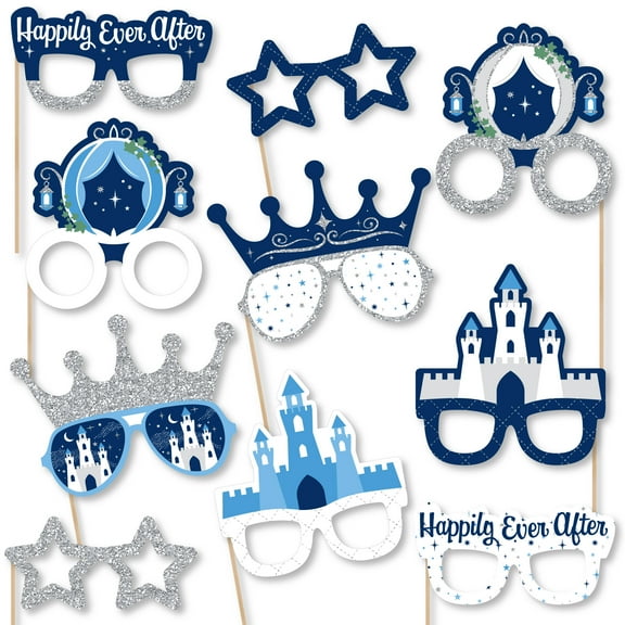 Big Dot of Happiness Fairy Tale Fantasy Glasses - Paper Card Stock Royal Prince and Princess Party Photo Booth Props Kit - 10 Count