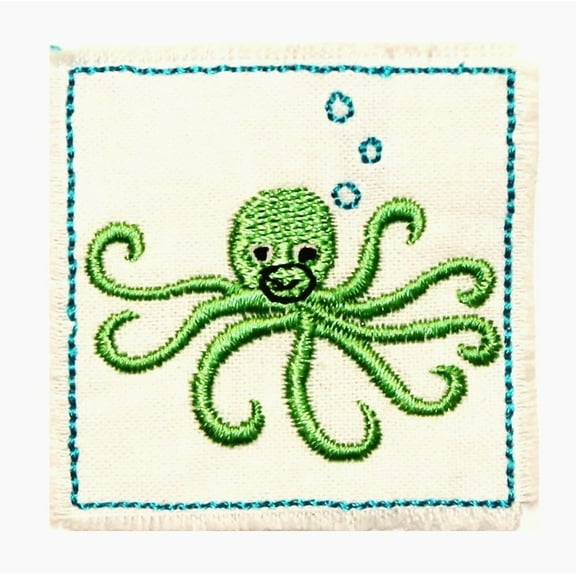 ID 0367 Octopus Swimming Patch Sea Life Craft Embroidered Iron On Badge Applique