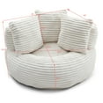 thumbnail image 3 of Aukfa 45" Oversized Round Bean Bag Chair, Deep Seat Lounger with 3 Pillows, No Assembly Sofa, Beige, 3 of 8