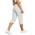 thumbnail image 5 of PBFRDSJ Womens Capris with Pockets Loose Casual Cargo Hiking Pants Outdoor Golf Drawstring Capris, 5 of 6