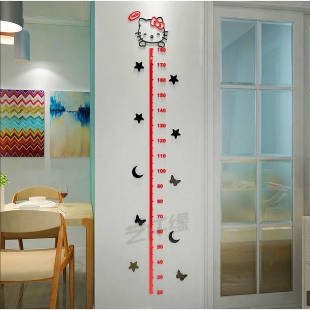 3D Doraemon Hello Kitty Patrón De Dibujos Animados Acrílico Medida De Altura Pegatina Para Niños Dormitorio Decoración De Pared