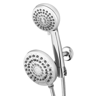 Waterpik 12-Mode Dual Shower Head System With 5ft Hose - PowerPulse Massage, Brushed Nickel (XET-639E-649E)