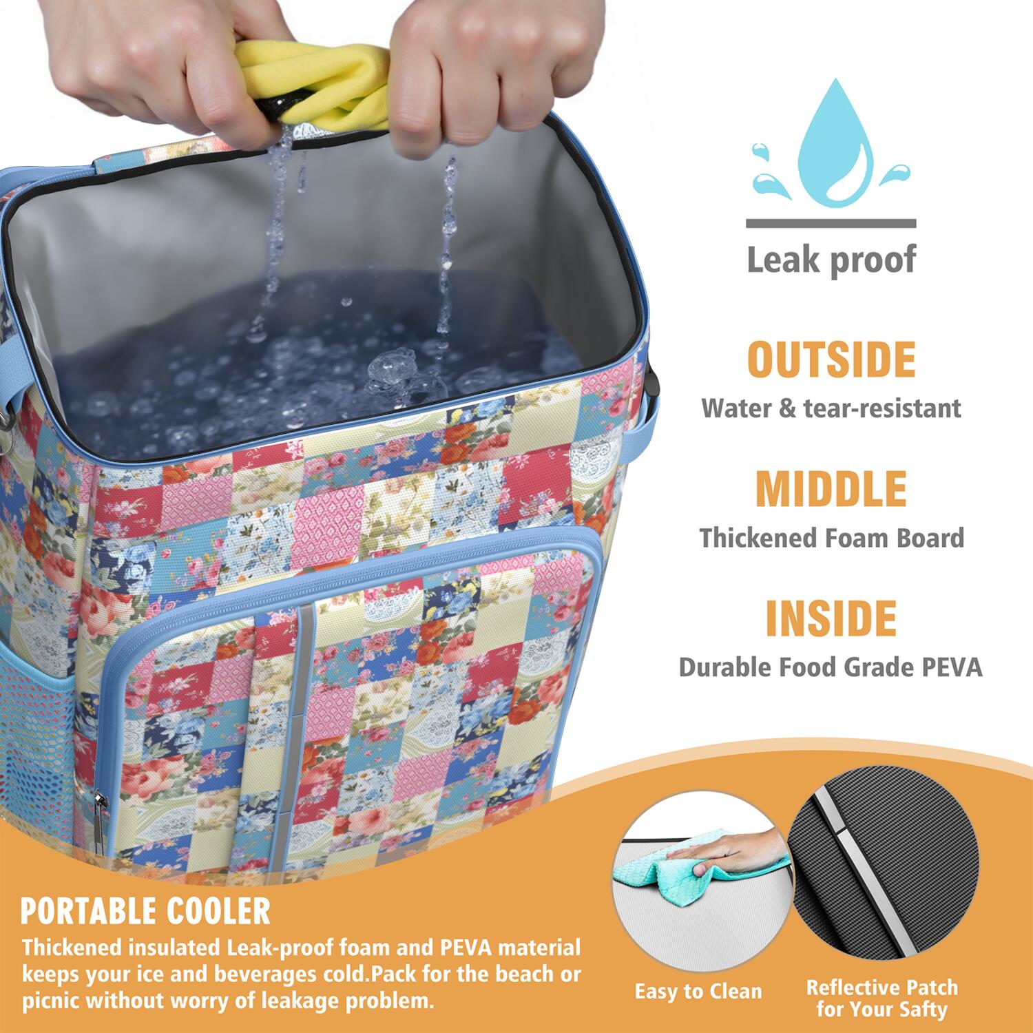 Travel Cooler Bag - Boho Bohemia Flower Camping Beer Cooler Backpack with Bottle Opener- Waterproof Insulated Picnic Backpacks - Cooler Bag for Beach