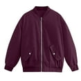 thumbnail image 4 of Comdrip Vestes pour Femmes! Veste Plissée à Col Montant avec Poches et Fermeture Éclair, Veste d'Automne pour Femmes, Violet G, 4 of 5