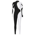 thumbnail image 4 of Aiihoo Women Long Sleeve Shiny Rhinestone Gymnastics Leotard Full Length Figure Skating Jumpsuit Bodysuit Catsuit White S, 4 of 7