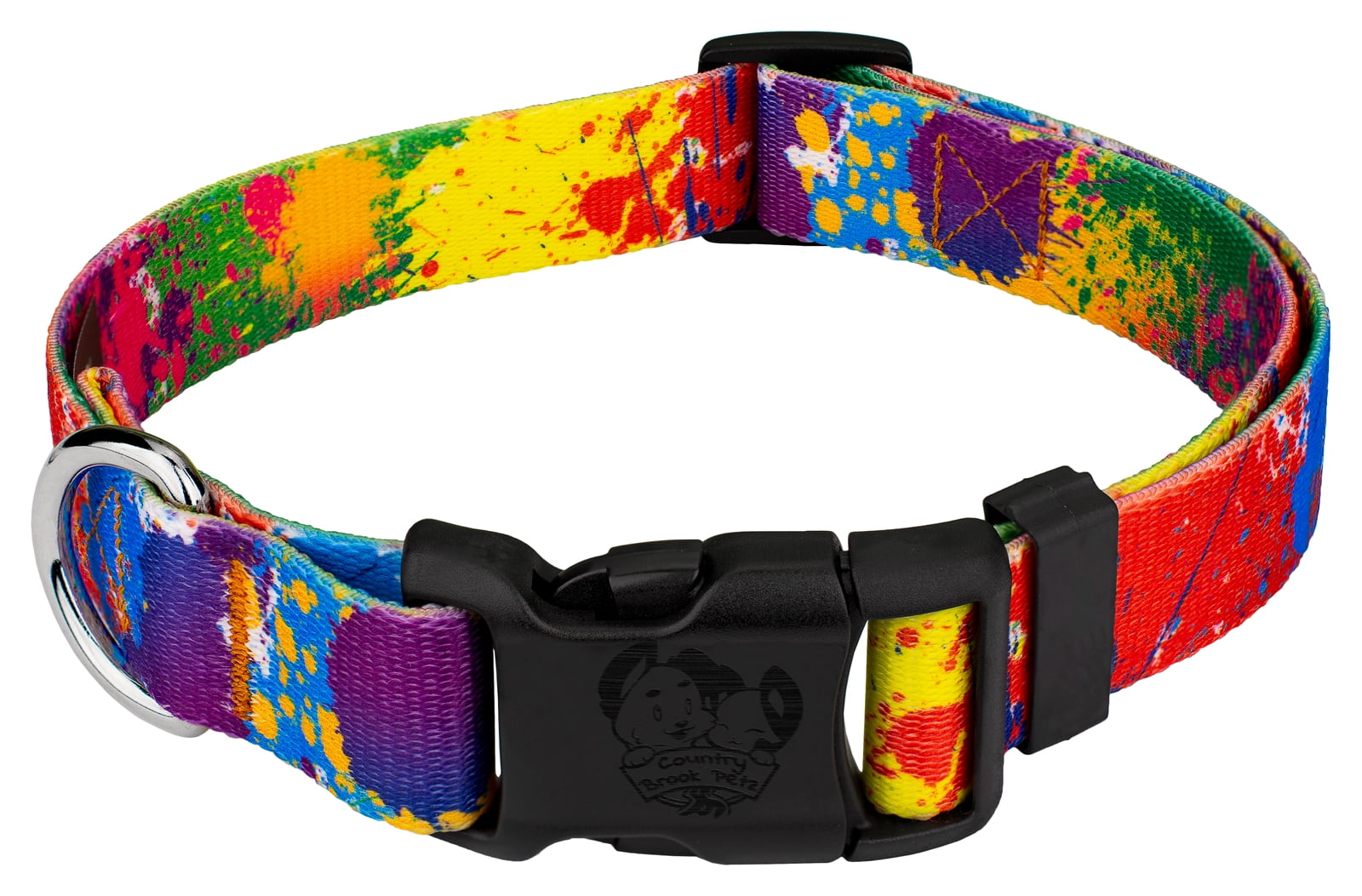 Country Brook Petz® Deluxe Paint Splatter Dog Collar Made in The U.S.A., Medium
