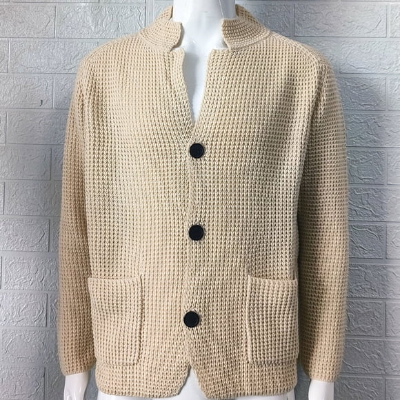 Chandail Homme Ajusté Col Montant Cardigan Tricoté Automne et Hiver Manteau Grande Taille Vêtements Homme