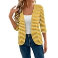 thumbnail image 2 of Women's Cardigan Jacket Baeitkot Women's Casual Striped Long-Sleeve Cardigan Jacket Yellow XL, 2 of 7