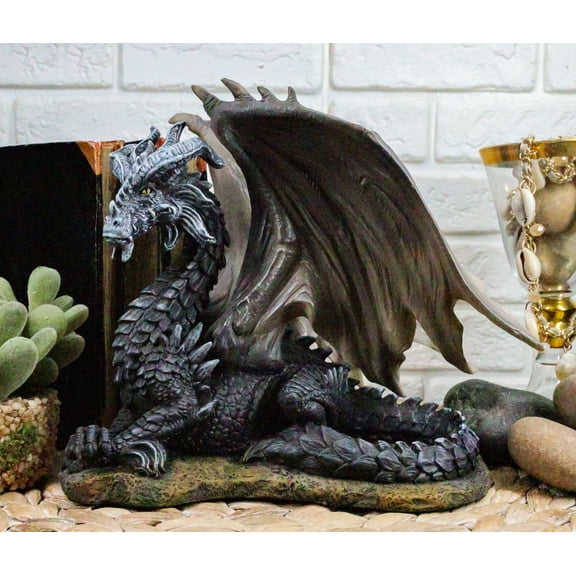Ebros Dark Dragon (Black) Collectible Serpent Figurine Sculpture Statue 7.25"H