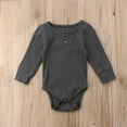 thumbnail image 5 of WIBACKER Newborn Unisex Baby Romper Infant Solid Ribbed Long Sleeve Bodysuit 1Pcs, 5 of 6