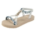 thumbnail image 5 of Bohemian Flat Sandals for Women 2025 Summer Beach Boho Casual Platform Elastic Ankle Strap Dressy Sandals, 5 of 8