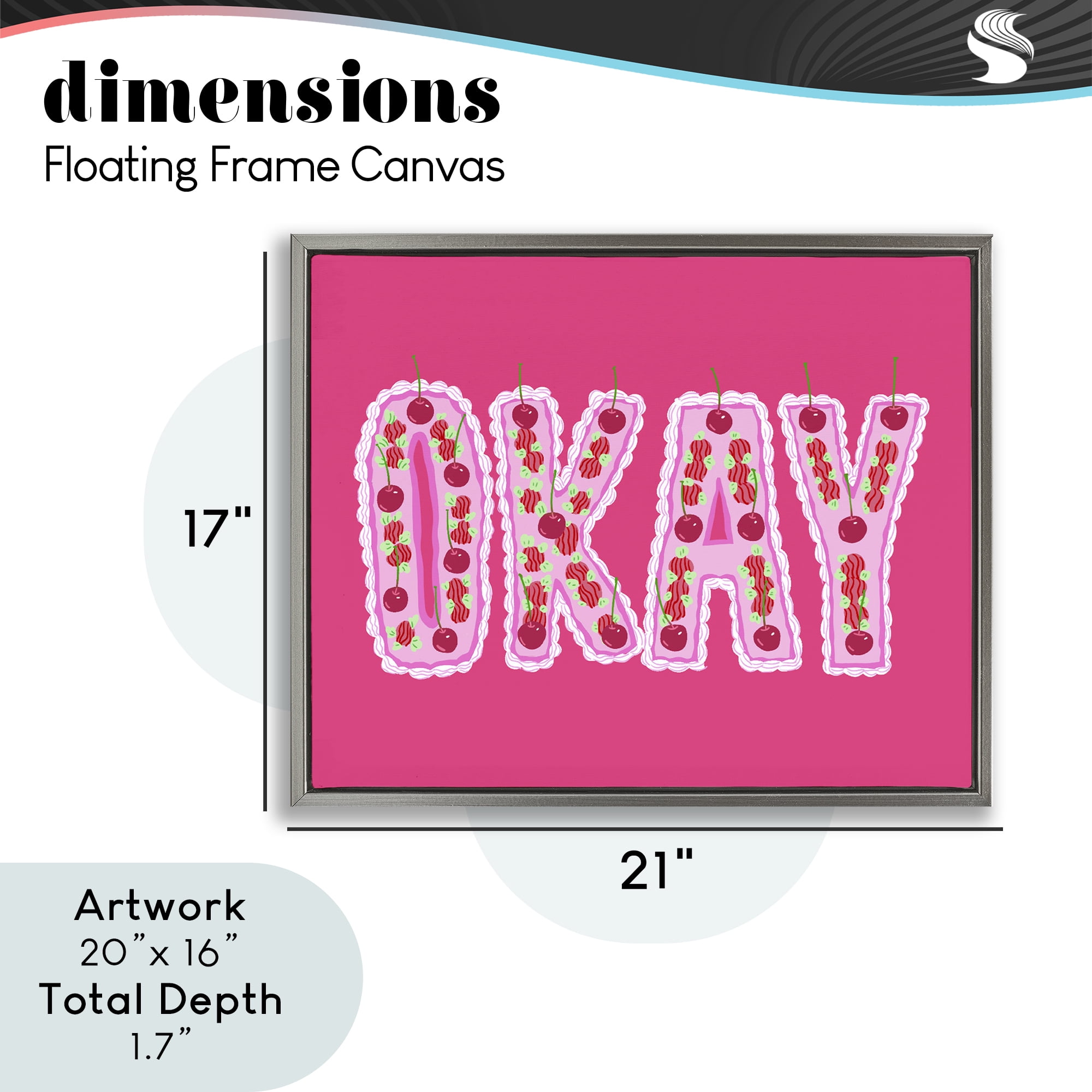 Stupell Industries Okay Cherry Cake Gray Framed Floater Canvas Wall Art, design by Ziwei Li
