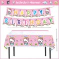 thumbnail image 3 of Mantel de Hello Kitty, pancarta de feliz cumpleaños, decoración para fiesta de cumpleaños, bandera de Kuromi, mantel de Cinnamoroll, regalos para niñas, suministros para fiestas, 3 of 5