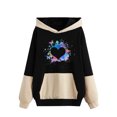 thumbnail image 1 of Gibobby Sudadera con capucha y cremallera Sudadera casual para mujer Colorblock con capucha Bolsillos con estampado colorido Sudadera con capucha （Negro， S), 1 of 3
