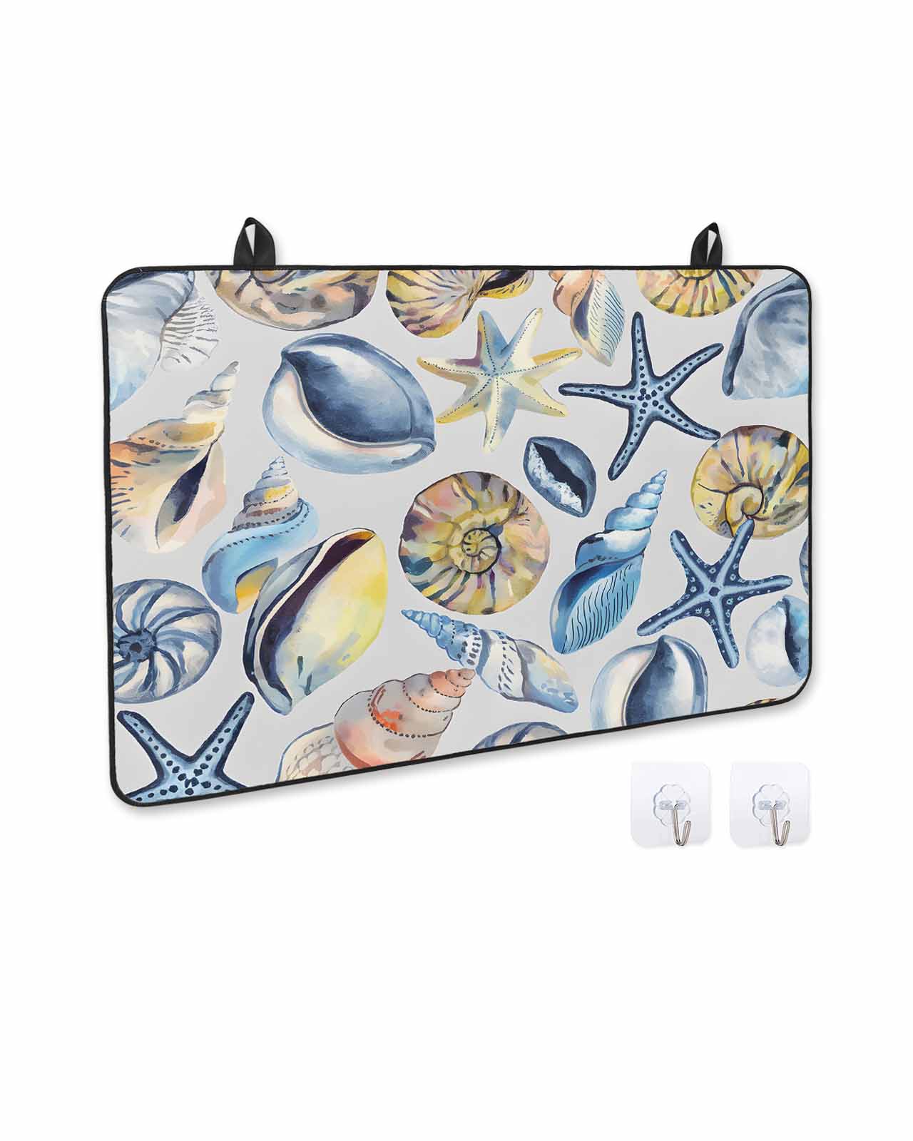 nqOlkjepod Large Induction Cooktop Protector Mat 24"x21", Ocean Coastal Stove Top Covers for Electric Stove, Summer Nautical Starfish Conch Shells Stove Burner Cover Mats, Glass Top Stove Cover