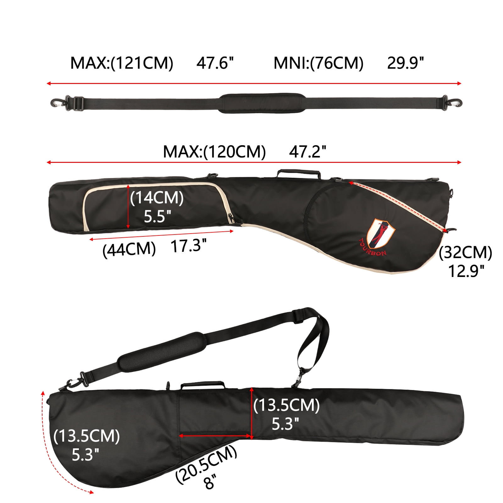 TOURBON Golf Clubs Bag Nylon Lightweight Sunday Bag Travel Pack for Driving Range Waterproof Black Outdoor