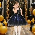 thumbnail image 2 of Odeerbi Kids Girls Halloween Tulle Skirt Set LED Light Up Dress Up Clothes Kids Cute Light Role Play Dress with Cat Ear Set Fashion Party Princess Dress Headband Set Black, 2 of 9