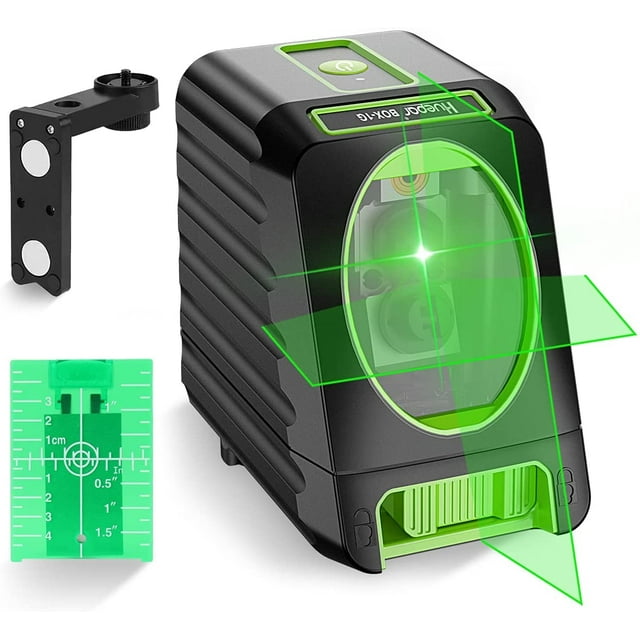 Huepar Cross Line Laser Level Outdoor Green Beam DIY Self-Leveling Laser Tools Box-1G