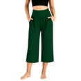 thumbnail image 3 of Women's High Waist Cropped Wide Leg Yoga Pants with Pockets, 92% Polyester 8% Spandex, Casual Loose Trousers Athletic Jogging Fitness Outdoor Lounge, Womens Cropped Pants Capris, 3 of 9