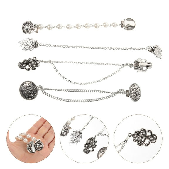 Soimiss 4Pcs Shawl Collar Clips Vintage Style Alloy Sweater Cardigan Pins