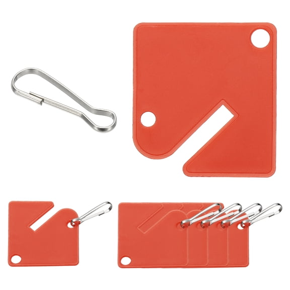 Uxcell 100 Pcs Key Tags, 1.5" Plastic Hanging Tag Slotted Key Tags Square Blank Writeable Durable with Metal Snap Hooks for Cabinet Boxes Lockers Identifiers Home Garage, Red