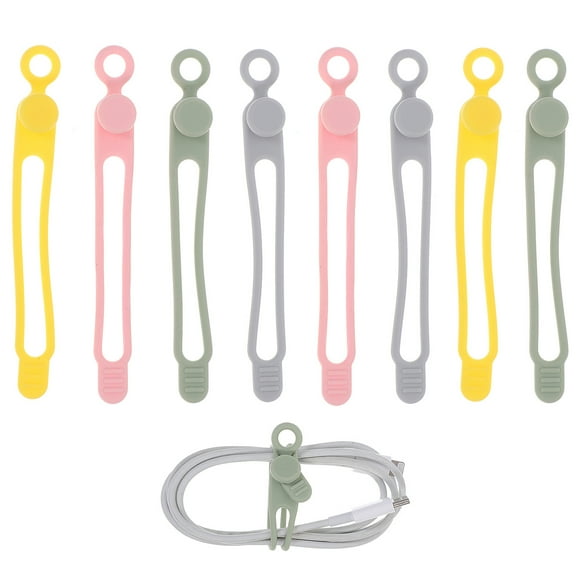 HOKARUA 8pcs Flexible Cable Ties Silicone Cable Winders Cable Cord Management Ties