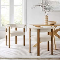 Modway Imogen Performance Velvet Barrel Dining Chairs - Set of 2 in Alabaster Deep Brown