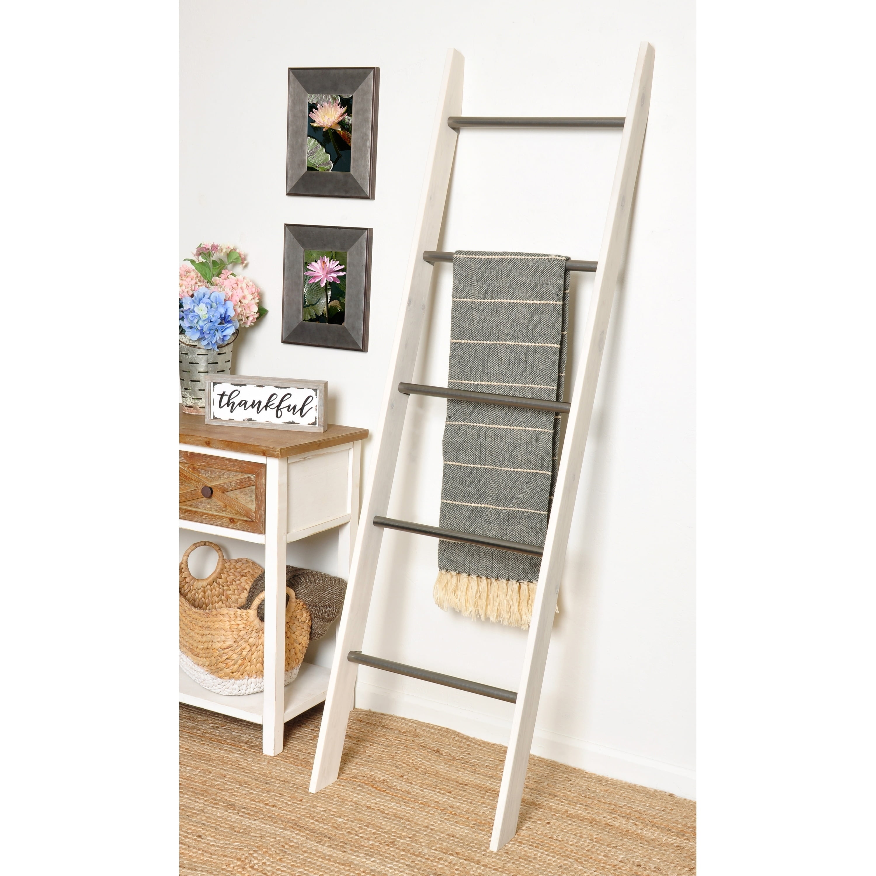 BrandtWorks Metal Rung Industrial Modern Blanket Ladder