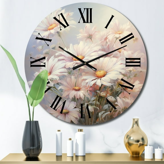 Designart "Minimalism Daisy expression I" Landscapes Oversized Wall Clock