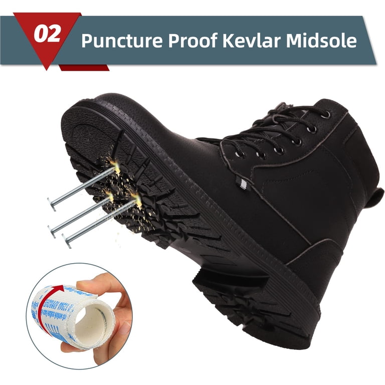 Steel Toe Work Boots Non Slip Safety Construction Indestructible Puncture Proof Amazon.com: Xyldra Waterproof Steel Toe Boots for Men Wide  main image 3