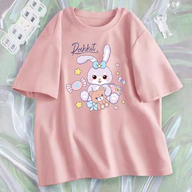 Sanrios Kawaii Anime Kuromi Hello Kitty, camiseta de manga corta de algodón con dibujos animados para niños, parte inferior de cuello redondo, Top de verano, regalo