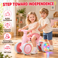 thumbnail image 3 of JoyStone Toddler Balance Bike with Light-Up Wheels, No Pedal Baby Balance Bike with 4 Silent Wheels, Adjustable Seat, First Ride-On Toy for 1 Year Old Boys Girls, Pink, 3 of 11
