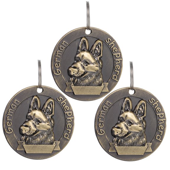 3 placas de identificación retro para perros, prácticas etiquetas de identificación para mascotas (pastor alemán)