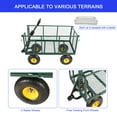 thumbnail image 6 of Gzxs Heavy Duty 880 lbs Capacity Mesh Steel Garden Cart, Folding Utility Wagon with Removable Sides, Cart Liner, Storage Basket and 10" Large Wheels (Green), 6 of 10