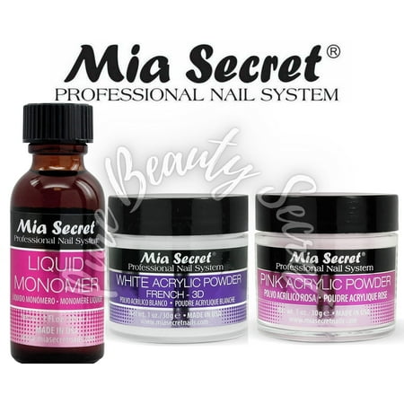 Mia Secret Liquid Monomer 1 oz + Powder 1 oz x 2 (White + Pink)