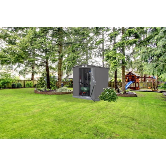 EZEE Shed Steel Storage 6 x 5 ft. Galvanized Low Gable Charcoal