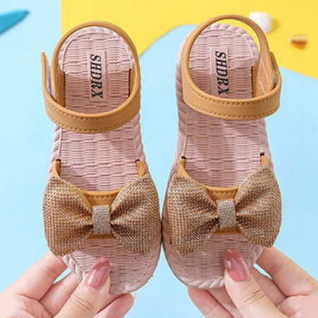 

NEGJ Toddler Kids Infant Girls Soild Bowknot Princress Shoes Soft Sole Non Slip First Walkers Prewalker Beach Shoes Sandals