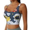 thumbnail image 2 of Gukieu Astronaut And Space Print Women's Sports Vest, Low-neck U-shaped Removable Pad Sports Bra for Yoga, Exercise, Dance-X-Large, 2 of 8