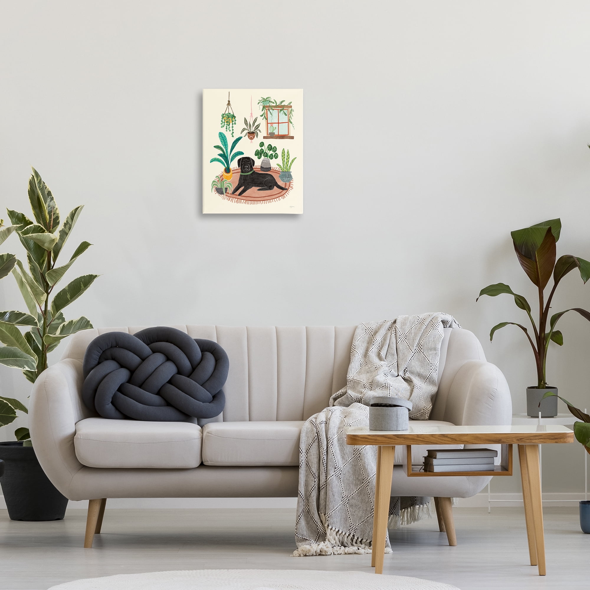 Stupell Industries Fun Dog & House Plants Animals & Insects Painting Gallery Wrapped Canvas Art Print Wall Art, 16 x 20